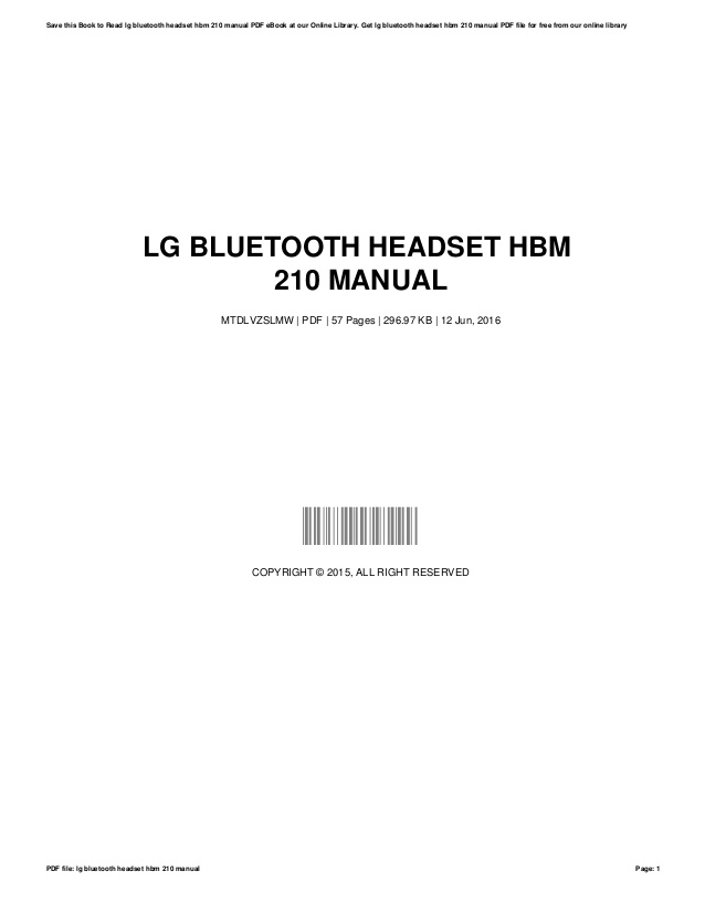 Lg bluetooth hbm 210 user manual download
