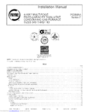 Payne Central Air Pf1mnc031000 User Manual